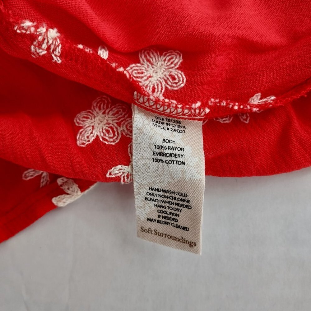 Soft Surroundings  Avignon Floral Embroidered Red Top - Picture 5 of 9